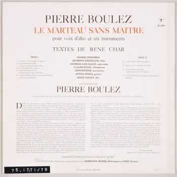 disque 33 tours Le marteau sans maître MUS1975.17.71-79 Photo