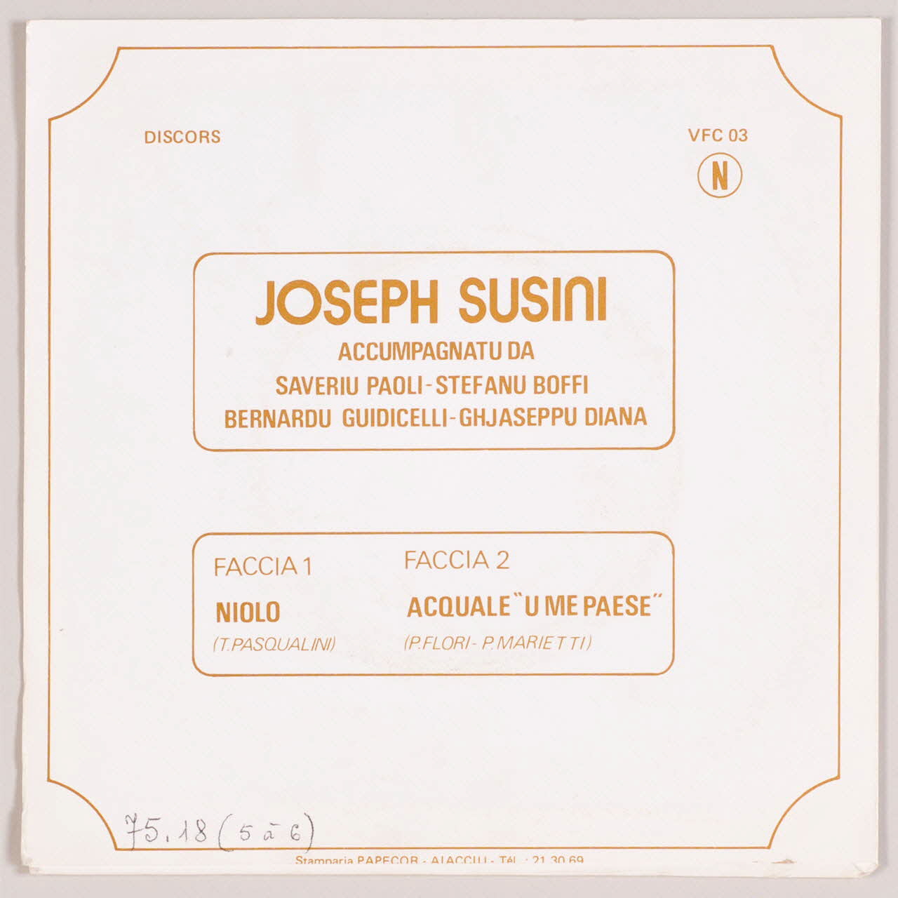disque 45 tours U me paese MUS1975.18.5-6 Photo