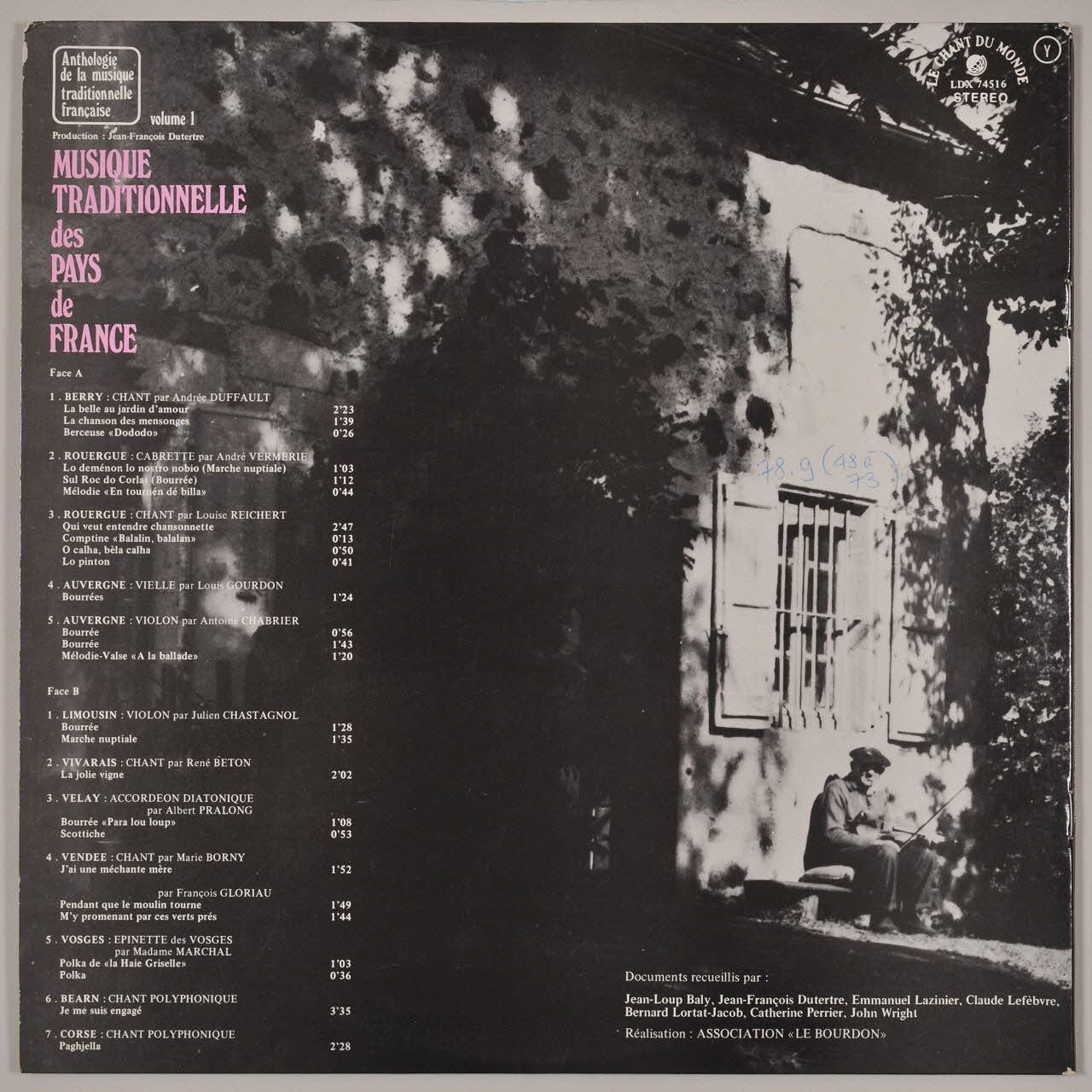 disque 33 tours Musique traditionnelle des pays de France MUS1978.9.48-73 Photo