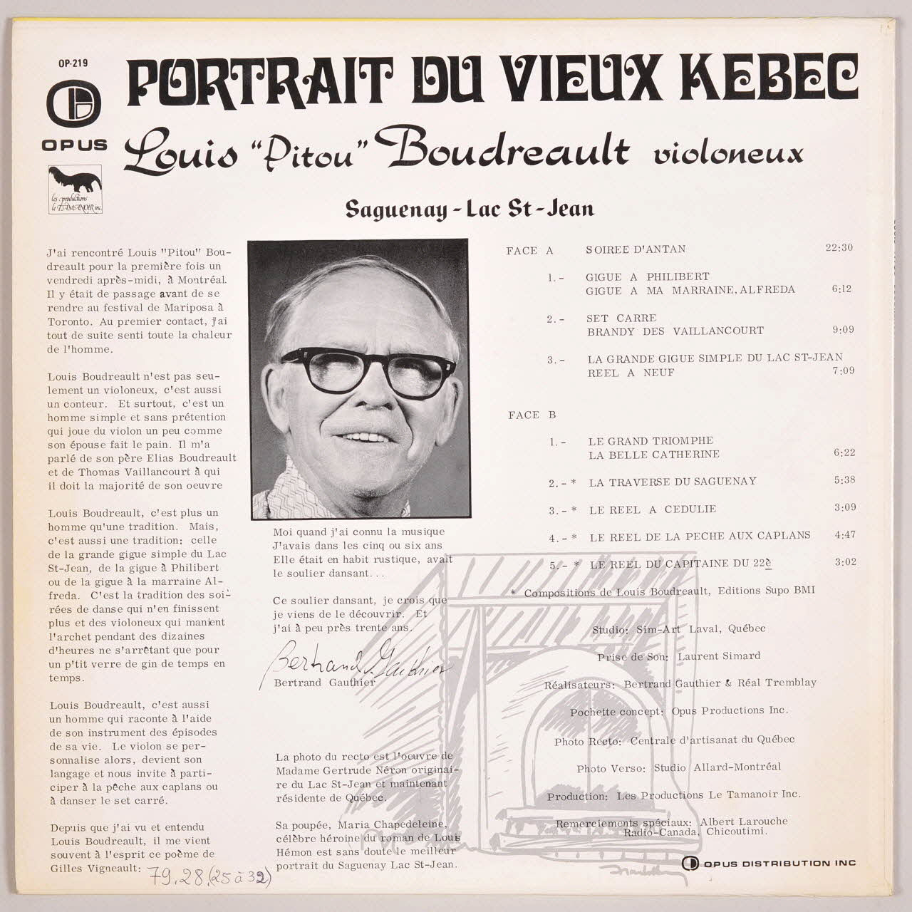 disque 33 tours Portrait du Vieux Kébec MUS1979.28.25-32  Photo