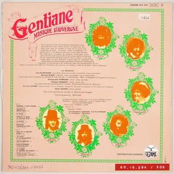 disque 33 tours Gentiane, musique d'Auvergne MUS1980.18.294-305 Photo