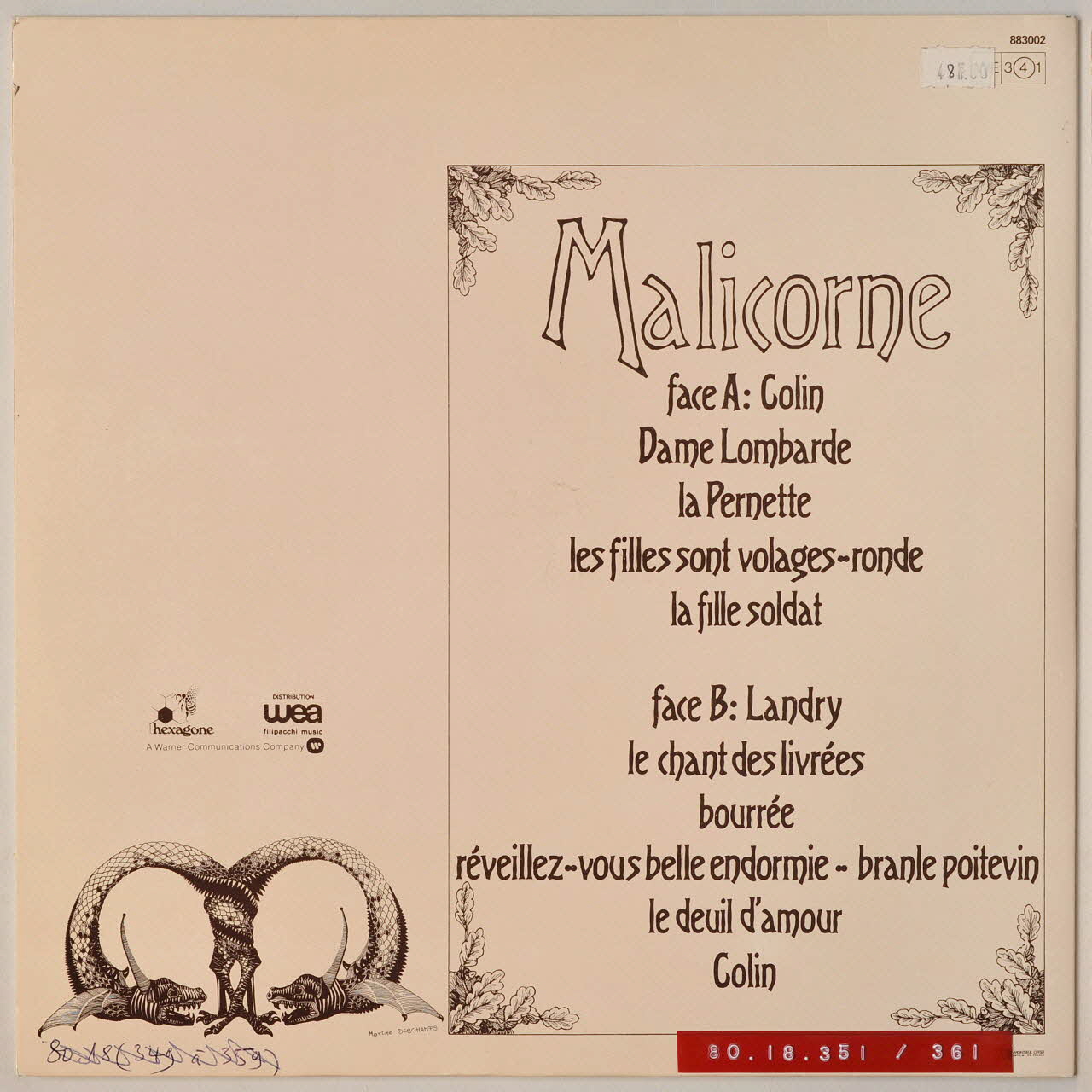 disque 33 tours La fille soldat MUS1980.18.351-361  Photo