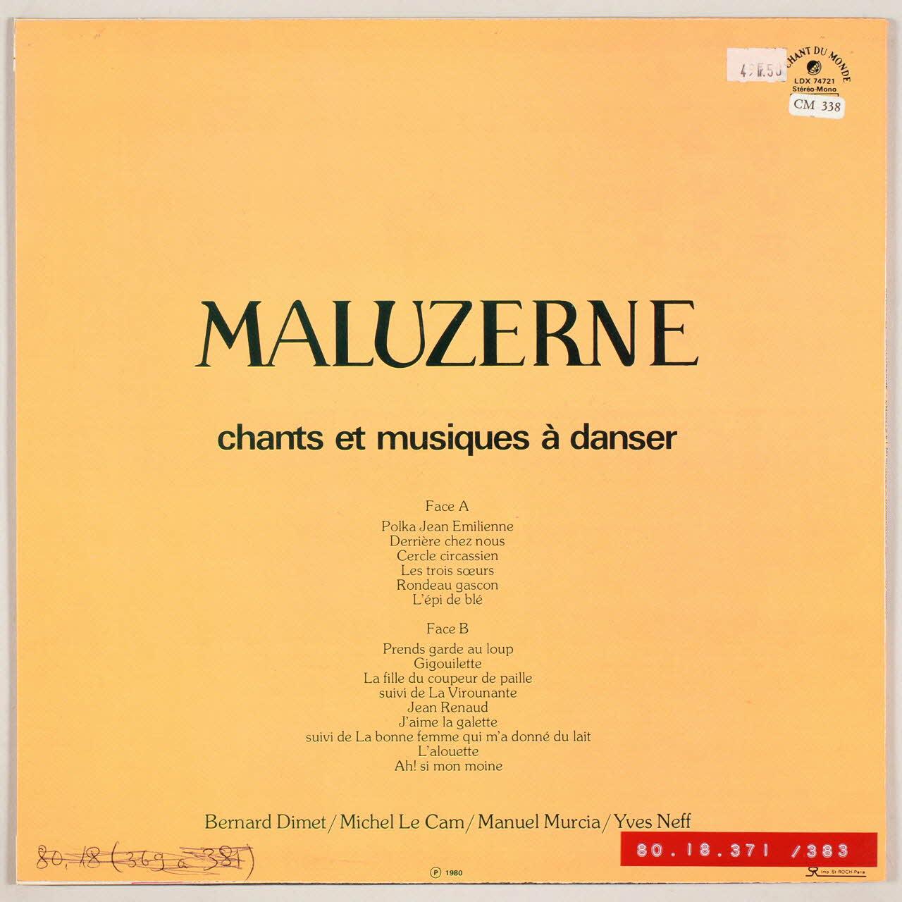 disque 33 tours Rondeau gascon MUS1980.18.371-383 Photo