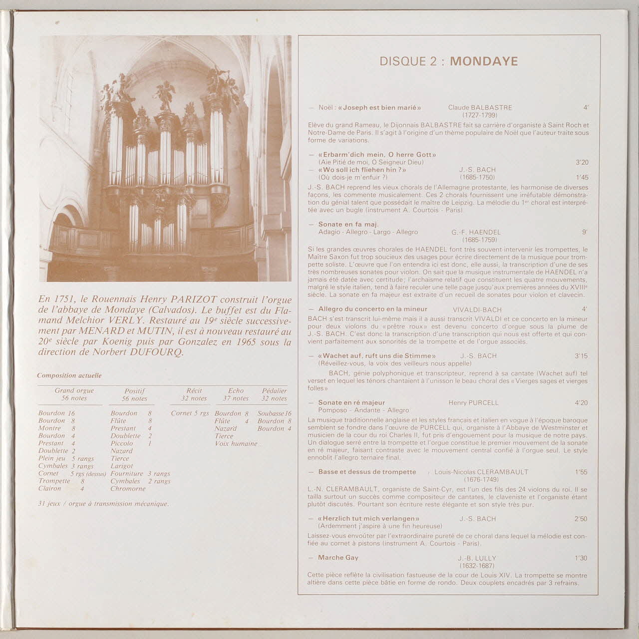 disque 33 tours Trompette et orgue MUS1981.27.88-105 Photo