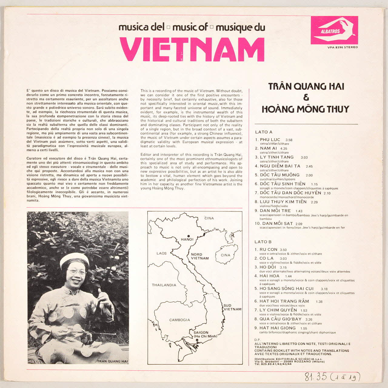disque 33 tours Musique du Viêtnam MUS1981.35.1-19 Photo