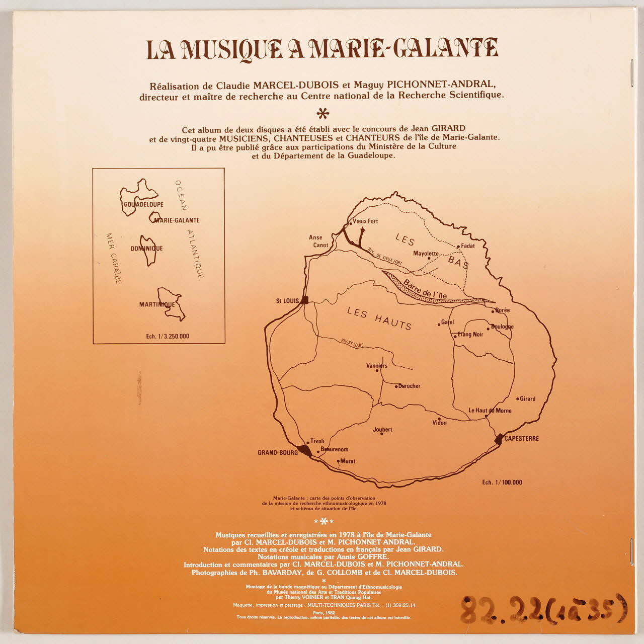 disque 33 tours La musique à Marie-Galante MUS1982.22.1-35  Photo