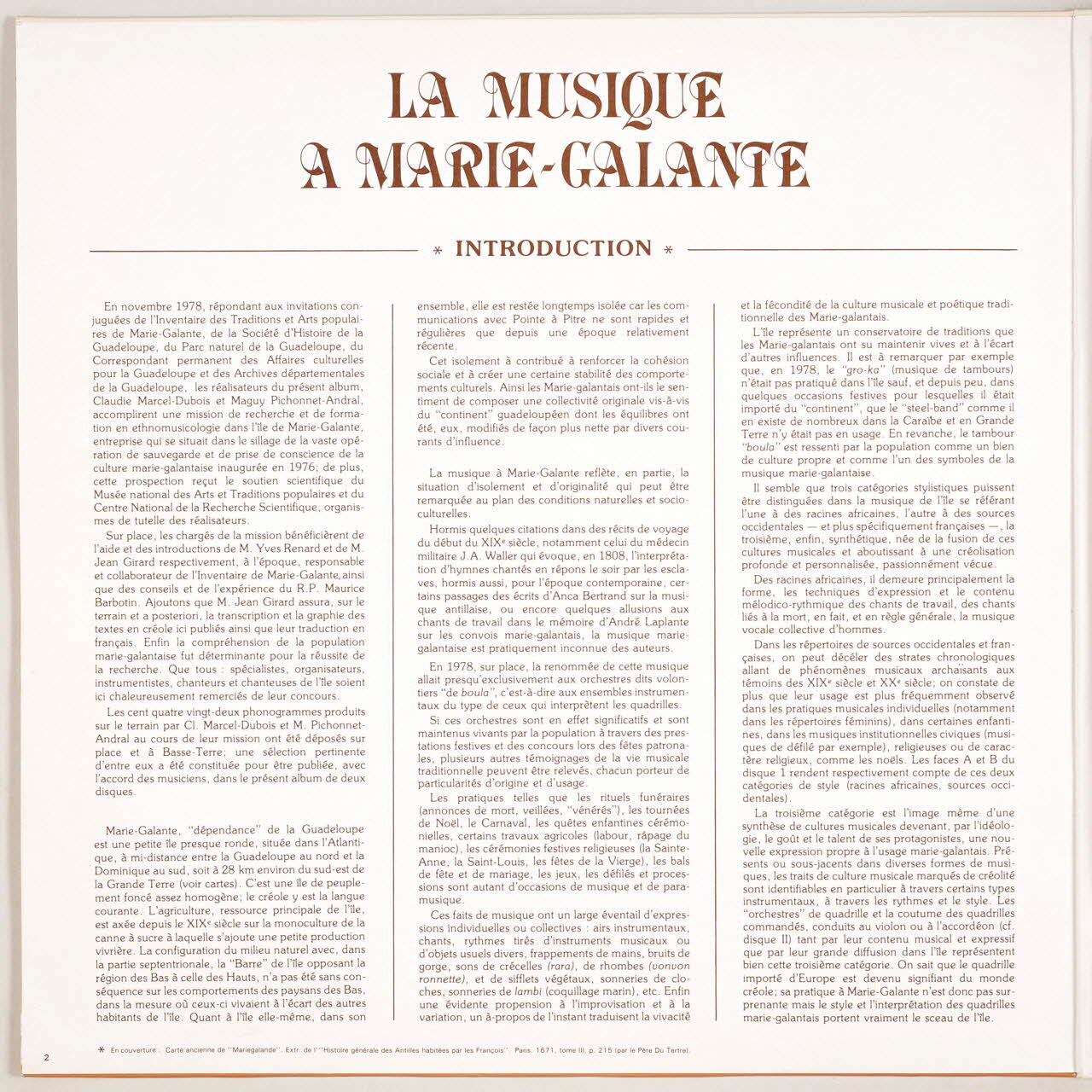disque 33 tours La musique à Marie-Galante MUS1982.22.1-35  Photo