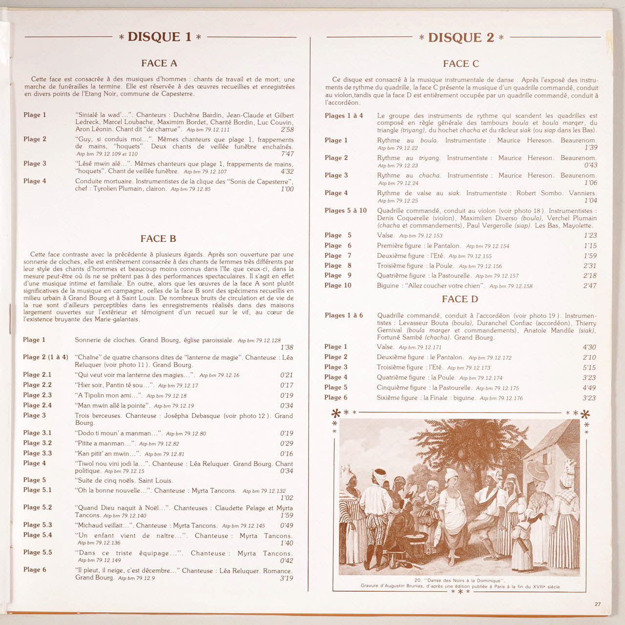 disque 33 tours La musique à Marie-Galante MUS1982.22.1-35  Photo