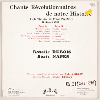 disque 33 tours Les jeunes gens d'union civique MUS1983.31.261-272  Photo