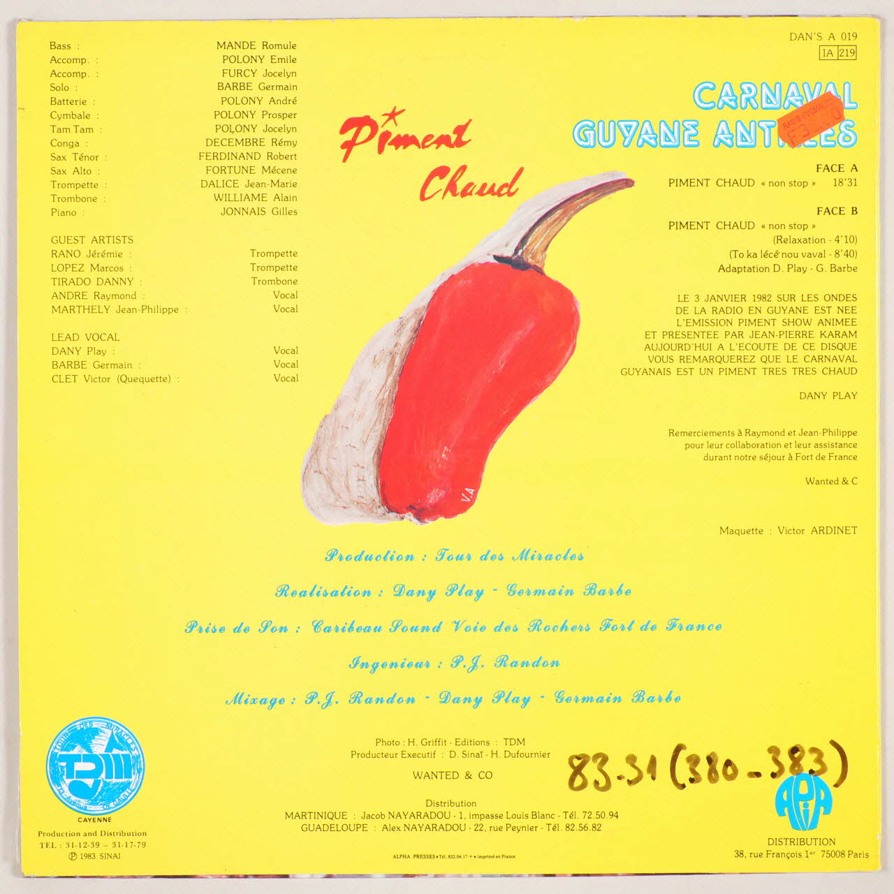 disque 33 tours Piment chaud MUS1983.31.380-383 Photo