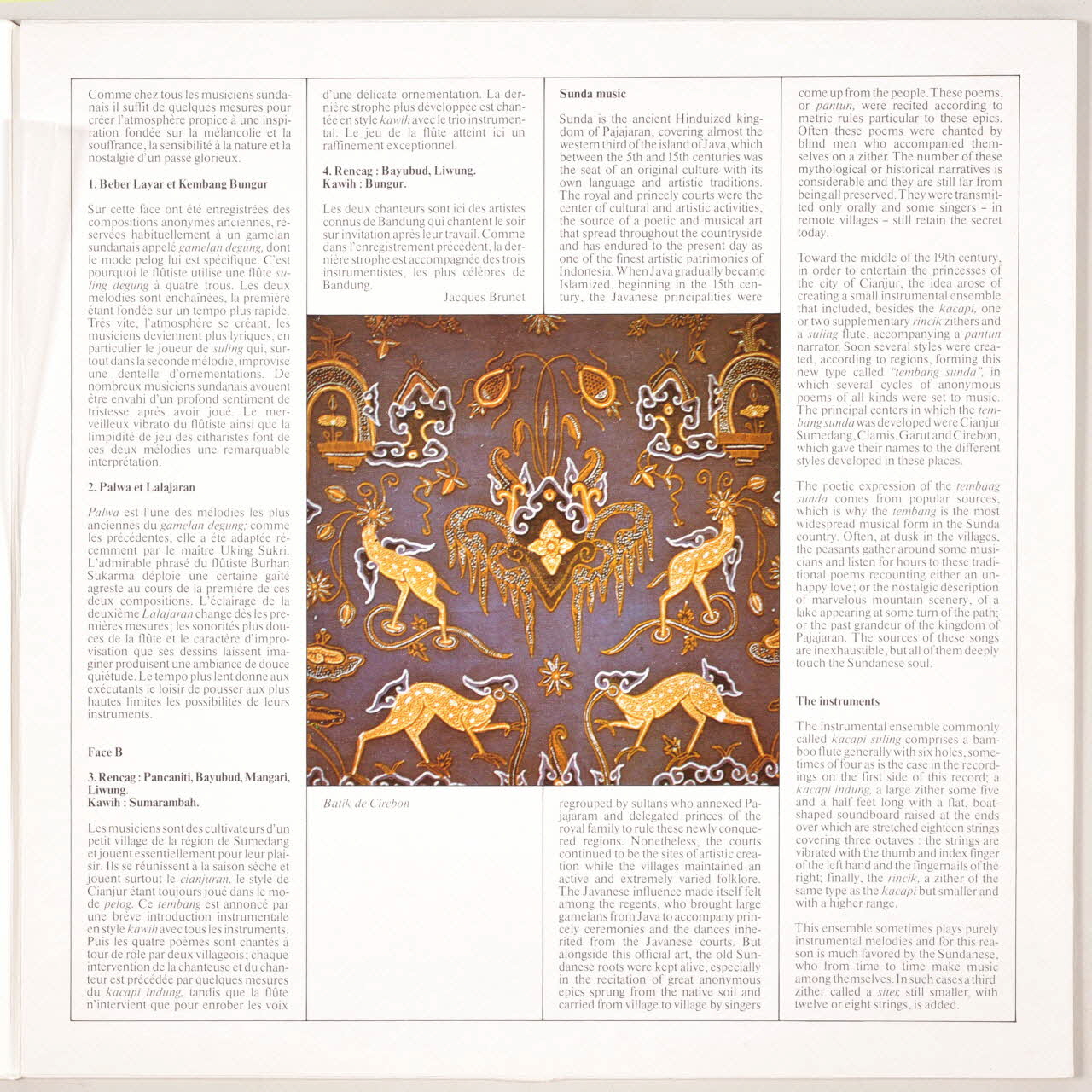 disque 33 tours Sunda. Musique et chants traditionnels MUS1986.3.251-254 Photo