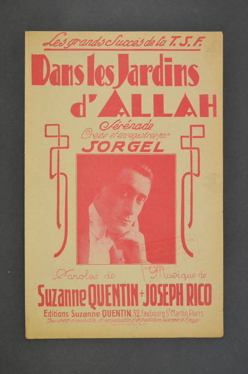 Joseph Rico ; Suzanne Quentin ; Sorgel chanson petit format Île-de-France, France 1930 1965.144.105 Photo Mucem