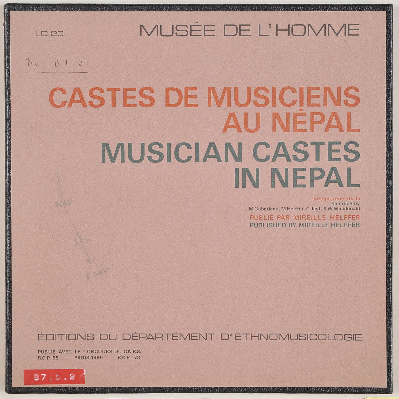 disque 33 tours Castes de musiciens au Népal MUS1997.5.2 Photo
