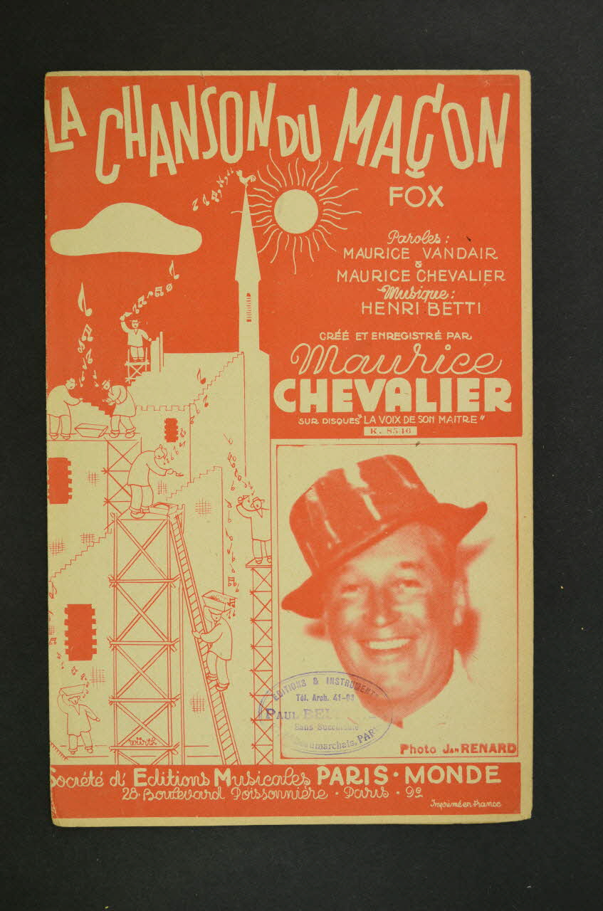 Maurice Chevalier ; Maurice Vandair ; Henri Betti ; Editions Musicales; chanson petit format Île-de-France, France 1941 1965.144.113 Photo Mucem