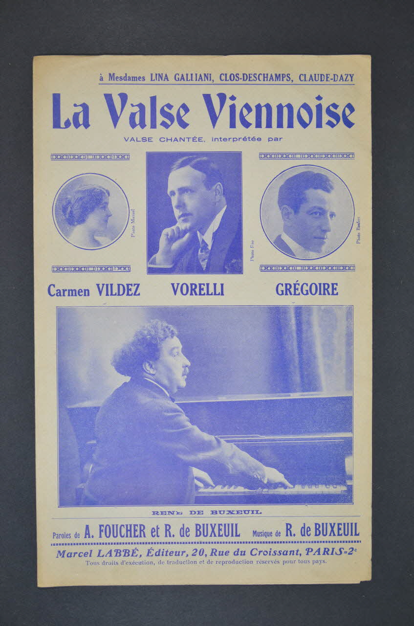 Armand Foucher ; René De Buxeuil ; Carmen Vildez ; Vorelli ; Grégoire ; Labbé chanson petit format Île-de-France, France 1931 1965.144.115 Photo Mucem