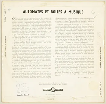 disque 33 tours Automates et boîtes musique MUS2002.9.23  Photo
