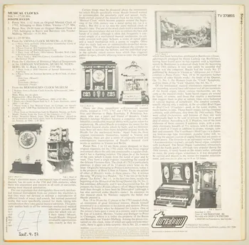 Weber ; Franz Lehar ; Wolfgang Amadeus Mozart ; Bernhauser ; Joseph Haydn ; Giuseppe Verdi ; Numberg ; Johann Strauss ; Turnabout disque 33 tours Musical Clocks 1974 MUS2002.9.27 Photo