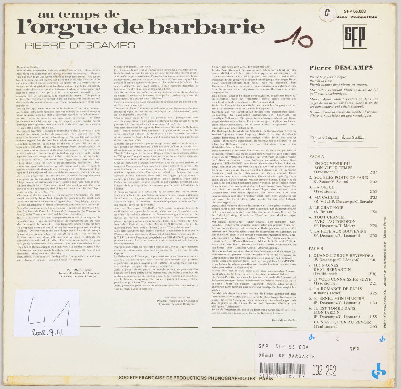 disque 33 tours Ma cahute MUS2002.9.41 Photo