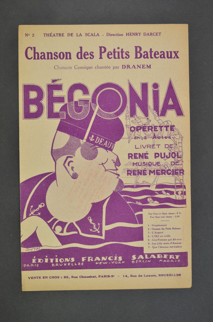 René Mercier ; René Pujol ; Dranem ; Francis F. Salabert chanson petit format Île-de-France, France 1930 1965.144.119 Photo Mucem