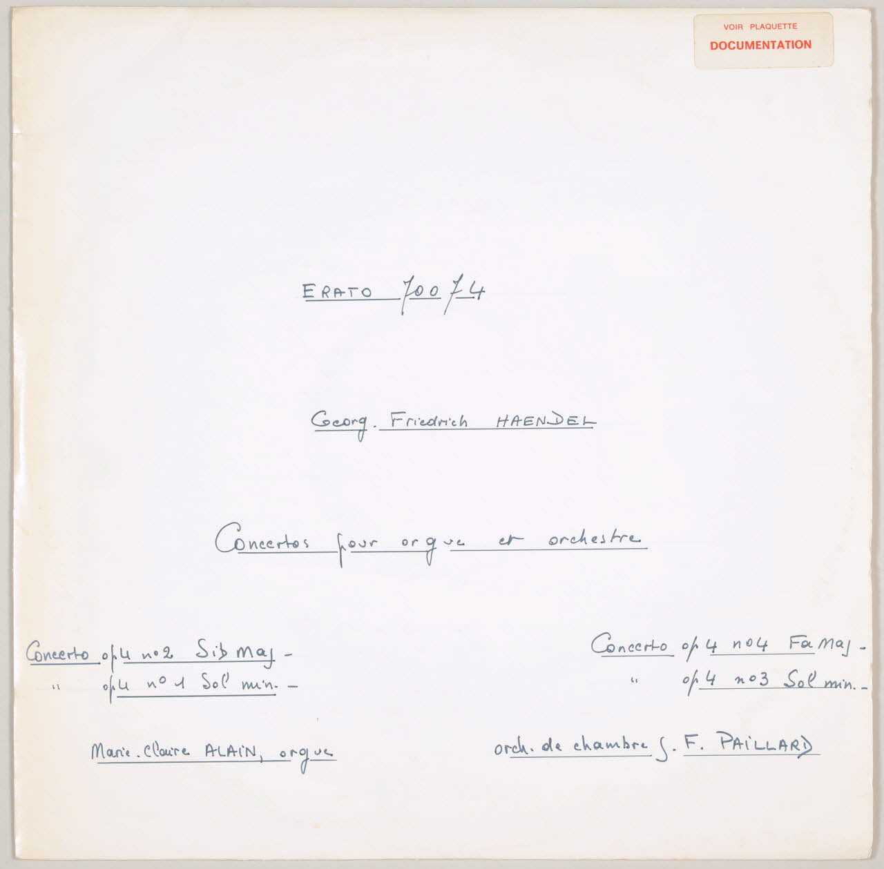 disque 33 tours 16 concertos pour orgue et orchestre MUS2002.9.68 Photo