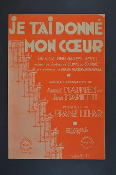 Jean Marietti ; André Mauprey ; Franz Lehar ; Éditions Max Eschig chanson petit format Île-de-France, France 1931 1965.144.121 Photo Mucem