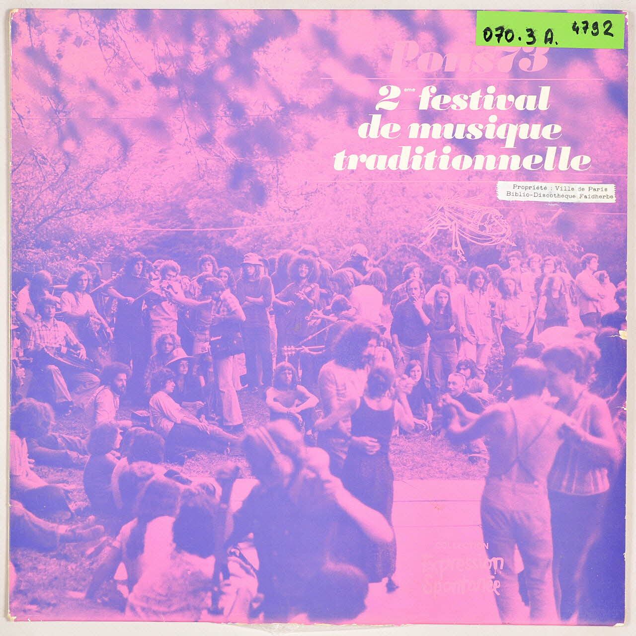 Hervé Guimbaud ; Dremwell (Groupe Musique); ; Alfred Den Ouden ; Robin Dransfield ; Chobo ; Phil Fromont ; Claude Lefebvre ; Jean-Loup Baly ; Tom Kannenmacher ; Roger Siffer ; Michel Hindenoch ; John Wright ; Louise Reichert ; André Vermerie ; Benny Graham ; La Bamboche; ; Les éditions Le Bourdon; ; Space Ship Earth Control Room; ; Expression Spontanée; disque 33 tours Hop Mariann ! Poitou-Charentes, France 1973/7 MUS2011.3.110.1-2 Photo