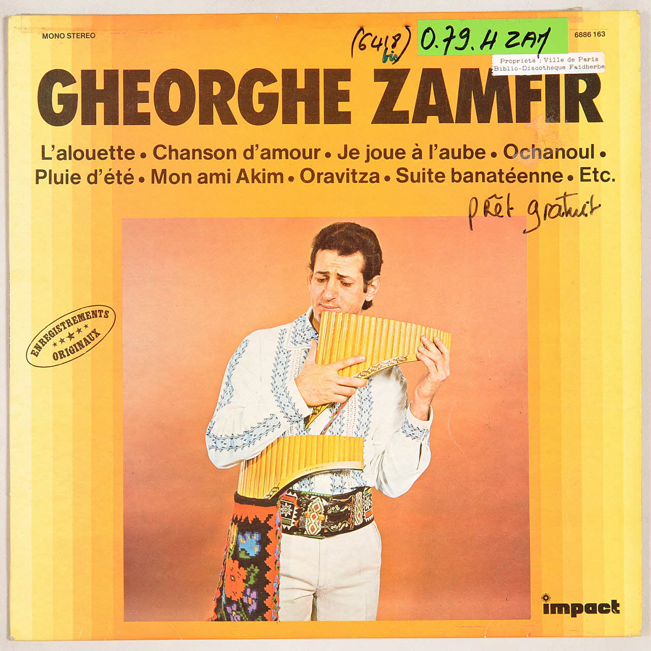 Gheorghe Zamfir ; Philips disque 33 tours Pluis d'été 1973 MUS2011.3.123.1-2 Photo