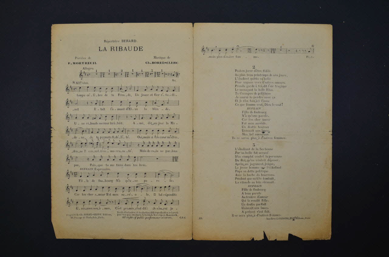 chanson petit format 1966.125.7 Photo Mucem