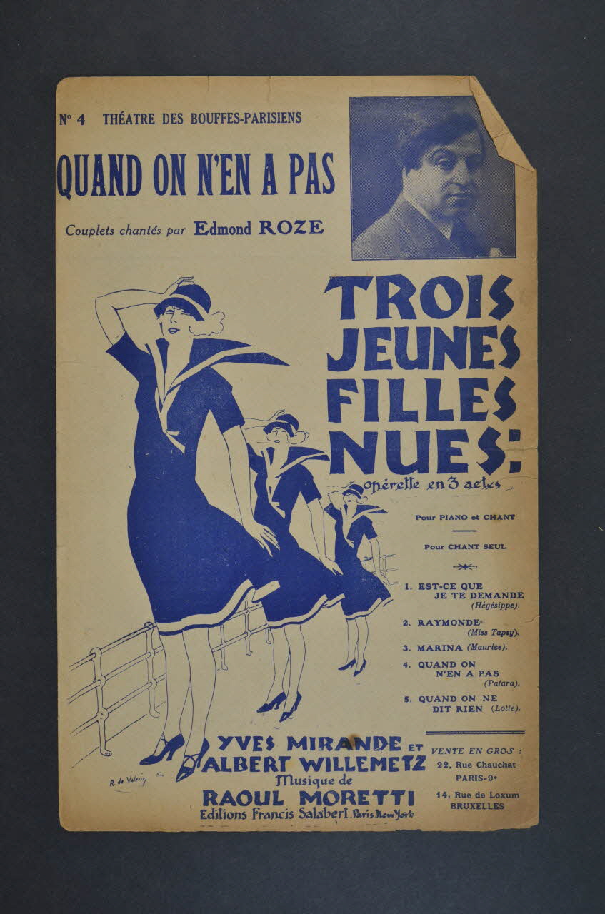 Albert Willemetz ; Yves Mirande ; Raoul Moretti ; Edmond Roze ; Francis F. Salabert chanson petit format Île-de-France, France 1925 1965.144.131 Photo Mucem