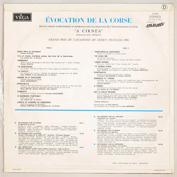 V. Orsini ; Roger Lucchesi ; Maestrale ; De La Foata ; T Lacuire ; Félix Quilici ; Carulu Giovonni ; F.-M. Mattei ; P Leca ; A Cirnéa; ; Charles Rocchi ; Jean Tavera ; Gisèle Sansonnetti ; Mario Mattei ; Francesca Belgodère ; Antoine Griffoni ; Toussaint Santucci ; Jean Bonfanti ; Véga; disque 33 tours O Barbara Fortuna 1966 MUS2011.3.39.1-2 Photo