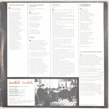 Antonio Machado ; Juan Cedron ; Cesar Stroscio ; Carlos Carlsen ; R. Gonzalez Tunon ; Miguel Praino ; Dylan Thomas ; Cuarteto Cedron; ; Horacio Presti ; Philippe Beaucamp ; Madeleine Beaucamp ; Polydor disque 33 tours La cena 1981 MUS2011.3.79.1-2  Photo