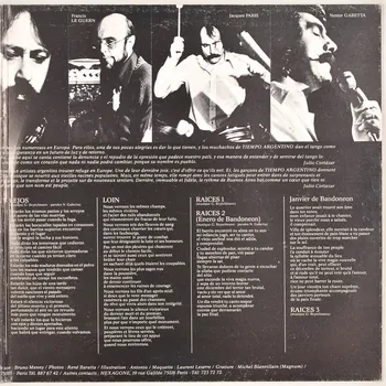 Juan José Mosalini ; Gustavo Beytelmann ; Nestor Gabetta ; Tomas Gubitssch ; Enzo Gieco ; Francis Le Guern ; Jacques Paris ; Bruno Menny ; Hexagone; disque 33 tours Cancion para un hijo Île-de-France, France 1977 MUS2011.3.84.1-2 Photo
