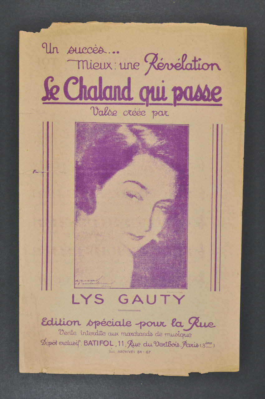 Cesare A. Bixio ; Robert Marino ; Batifol chanson petit format Paris 3ème 1931 1965.144.185 Photo Mucem