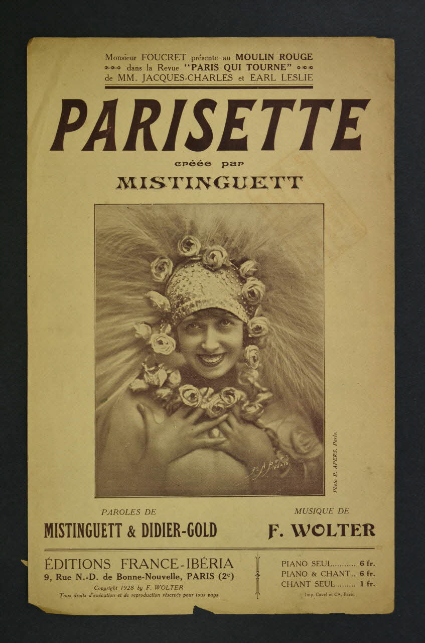 Didier Gold ; Mistinguett ; Wolter, F ; France Iberia; chanson petit format Île-de-France, France 1928 1965.144.19 Photo Mucem