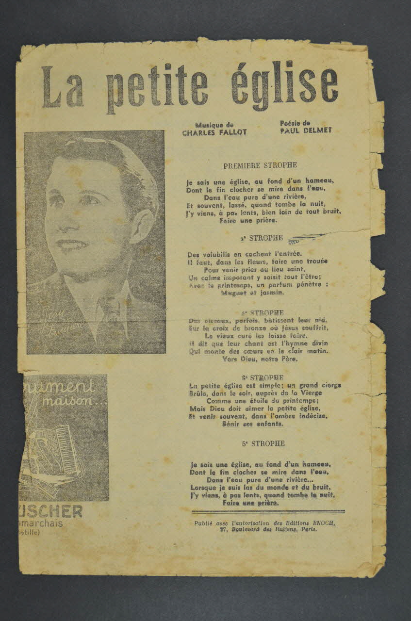 Paul Delmet ; Charles Fallot ; Gorni ; Jacques Battaille-Henri ; Antonio Parera ; André de Badet ; Tino Rossi ; Jean Lumière ; Paul Beuscher chanson petit format Île-de-France, France 1935 1966.131.130 Photo Mucem