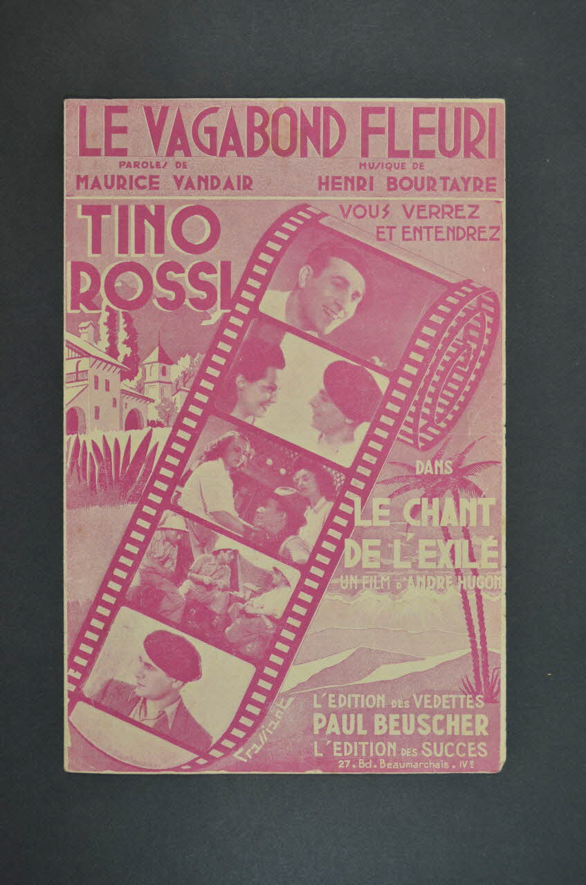 Maurice Vandair ; Henri Bourtayre ; Tino Rossi ; Paul Beuscher chanson petit format Île-de-France, France 1943 1966.131.28 Photo Mucem