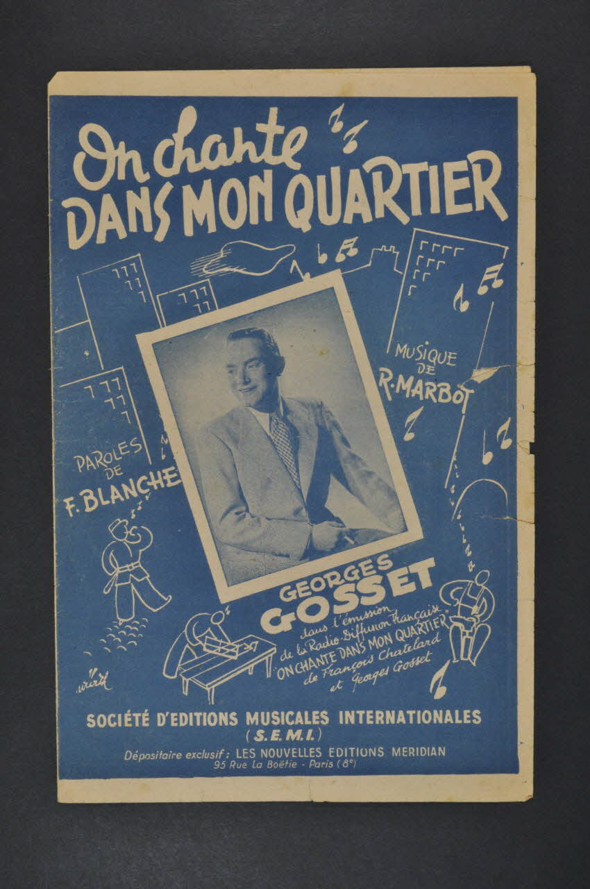 Francis Blanche ; Rolf Marbot ; Georges Gosset ; S.E.M.I; chanson petit format Île-de-France, France 1945 1966.131.64 Photo Mucem