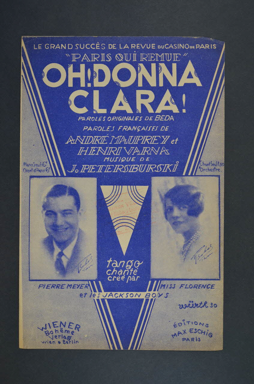 Henri Varna ; André Mauprey ; Beda ; J. Petersburski ; Éditions Max Eschig chanson petit format Île-de-France, France 1929 1965.144.47 Photo Mucem