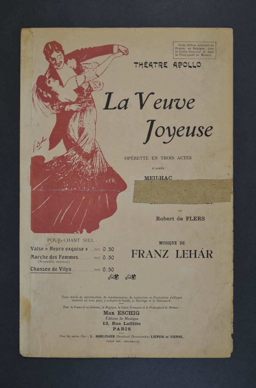 Franz Lehar ; Éditions Max Eschig chanson petit format Île-de-France, France 1909 1965.144.61 Photo Mucem