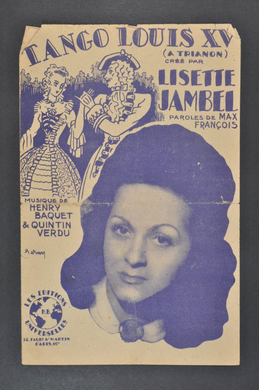 Quintin Verdu ; Henri Baquet ; Max François ; Lisette Jambel ; Les Editions Universelles; chanson petit format Île-de-France, France 1945 1966.131.77 Photo Mucem
