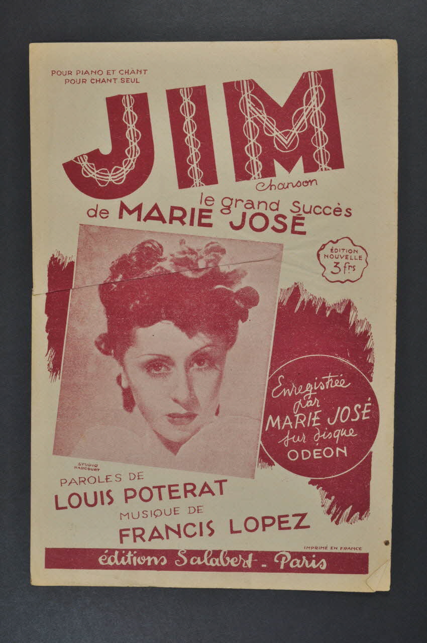 Louis Poterat ; Francis Lopez ; Marie-José ; Salabert chanson petit format Île-de-France, France 1943 1966.131.81 Photo Mucem