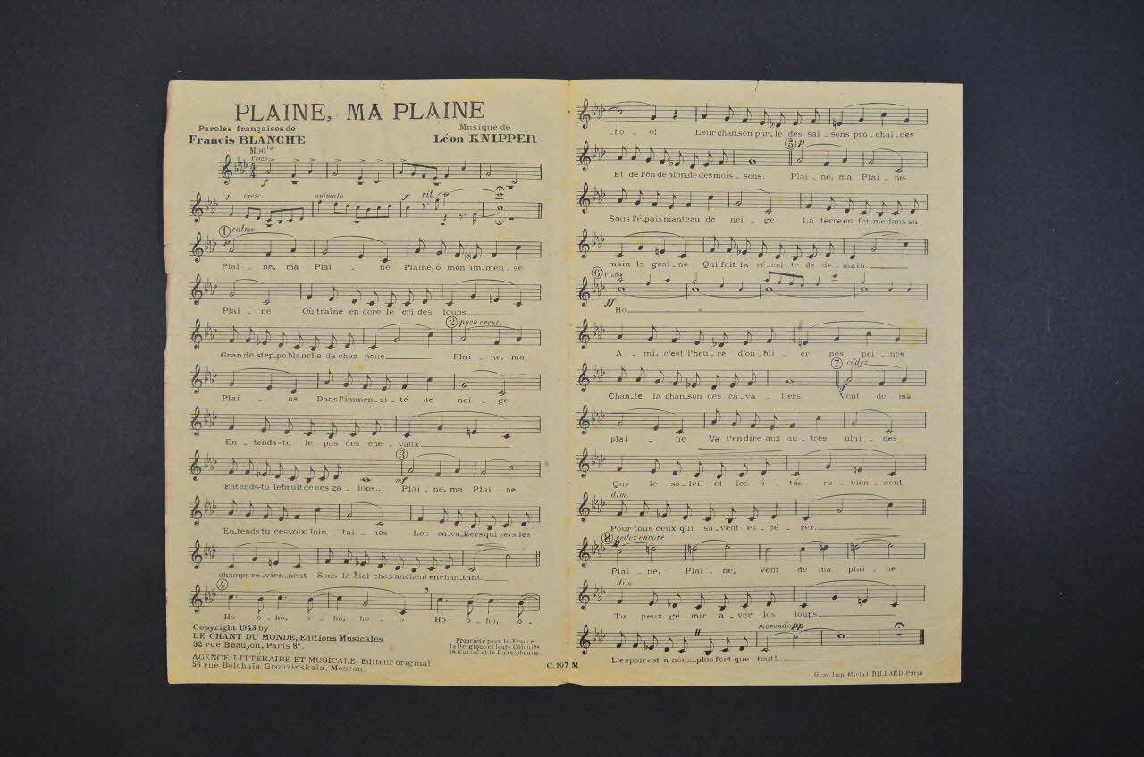 Francis Blanche ; Léon Knipper ; Le Chant Du Monde chanson petit format Île-de-France, France 1945 1966.131.99 Photo Mucem