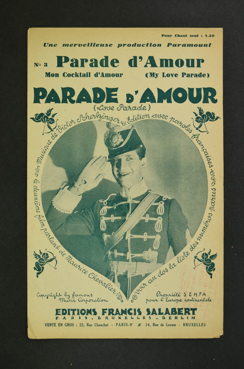 Victor Schertzinger ; Jacques Battaille-Henri ; Maurice Chevalier ; Salabert chanson petit format Île-de-France, France 1930 1965.144.91 Photo Mucem