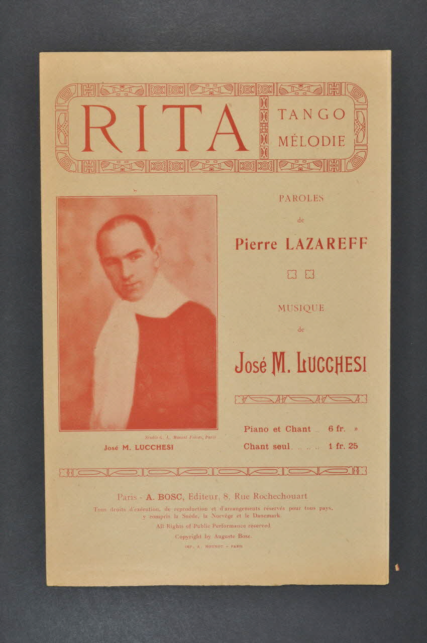 Pierre Lazareff ; José Lucchesi ; Auguste Bosc chanson petit format Île-de-France, France 1930 1966.132.2 Photo Mucem