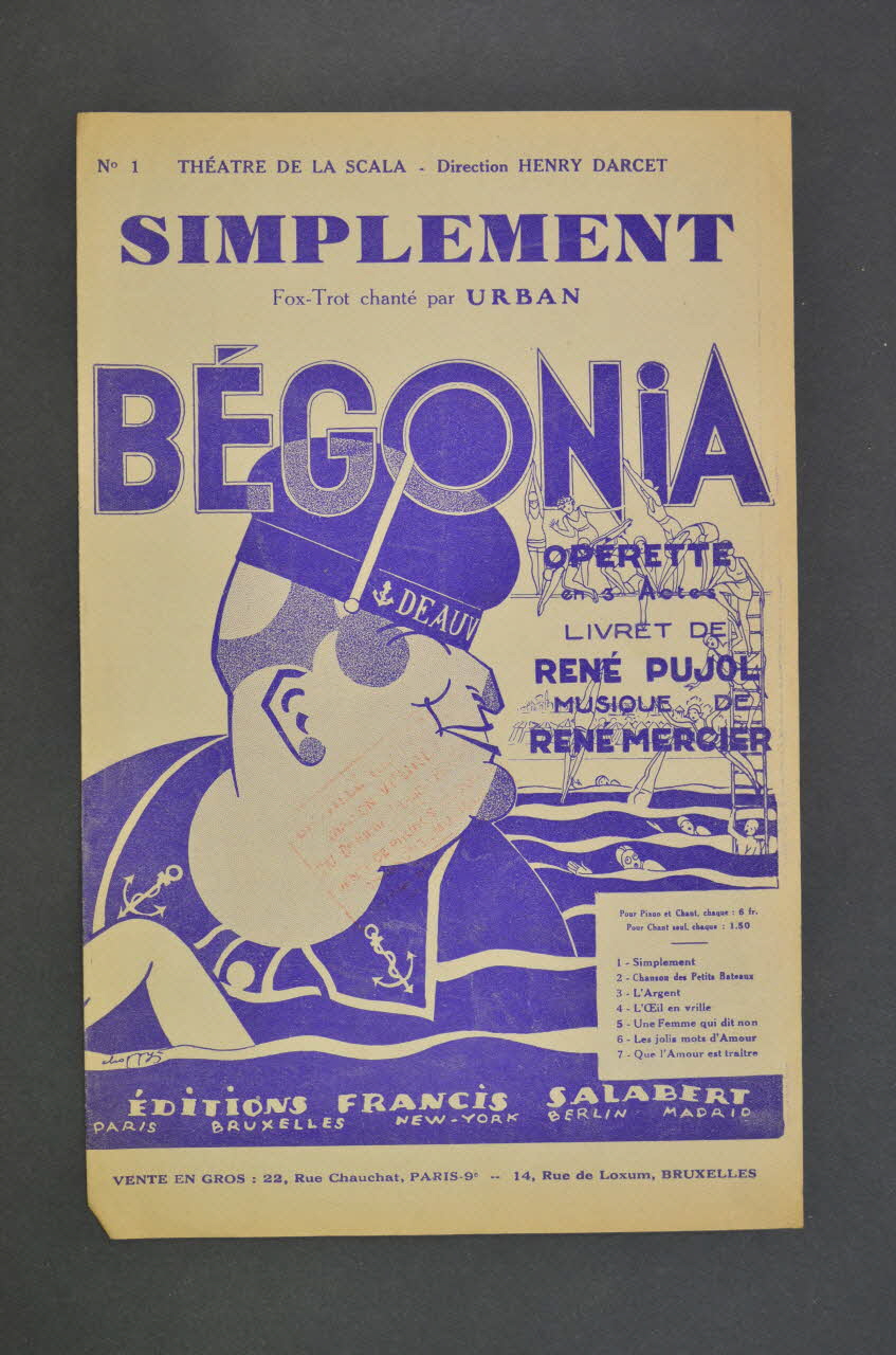 René Mercier ; René Pujol ; Urban ; Francis F. Salabert chanson petit format Île-de-France, France 1930 1965.144.93 Photo Mucem