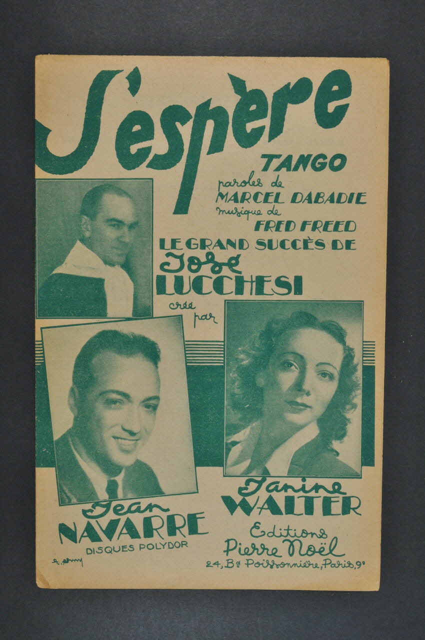 Marcel Dabadie ; Fred Freed ; José Lucchesi ; Pierre NoëL chanson petit format Île-de-France, France 1947 1966.132.26 Photo Mucem