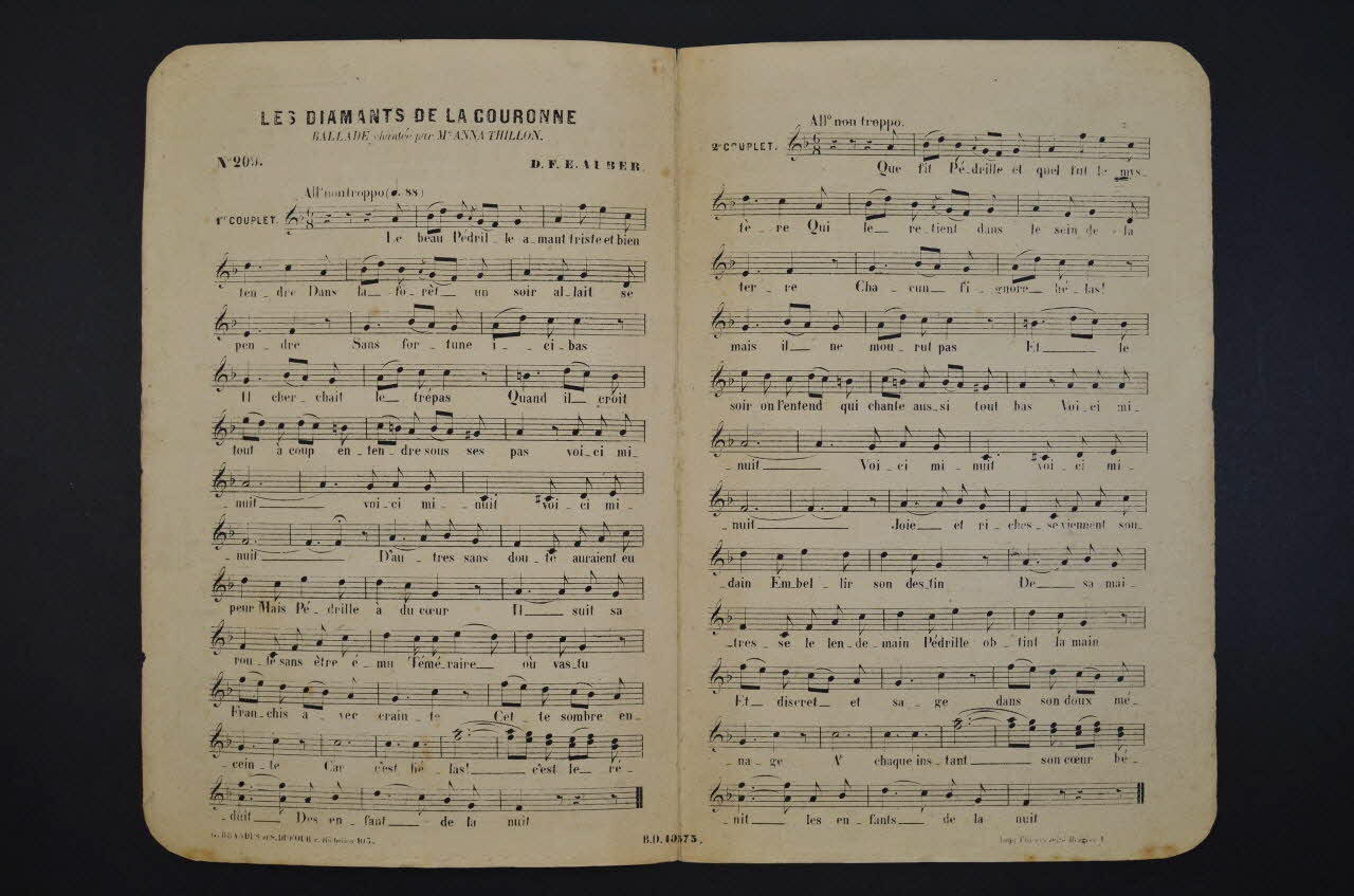 partition de musique Les diamants de la couronne 1965.145.21 Photo Mucem
