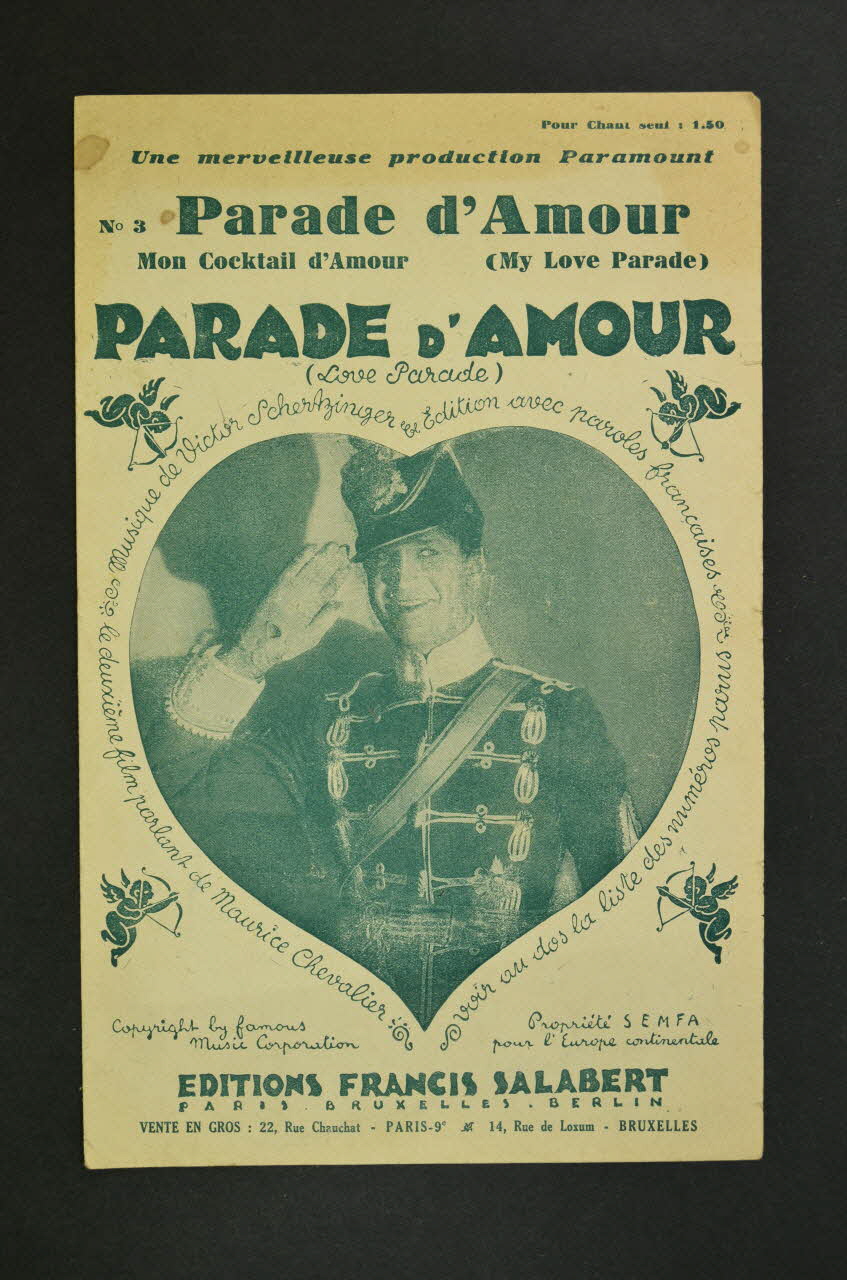 Jacques Battaille-Henri ; Victor Schertzinger ; Maurice Chevalier ; Francis F. Salabert chanson petit format Île-de-France, France 1930 1966.135.24 Photo Mucem