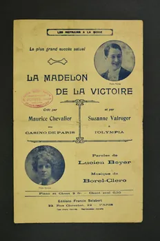 Lucien Boyer ; Charles Borel-Clerc ; Maurice Chevalier ; Suzanne Valroger ; Francis F. Salabert chanson petit format Île-de-France, France 1918 1966.135.7  Photo Mucem