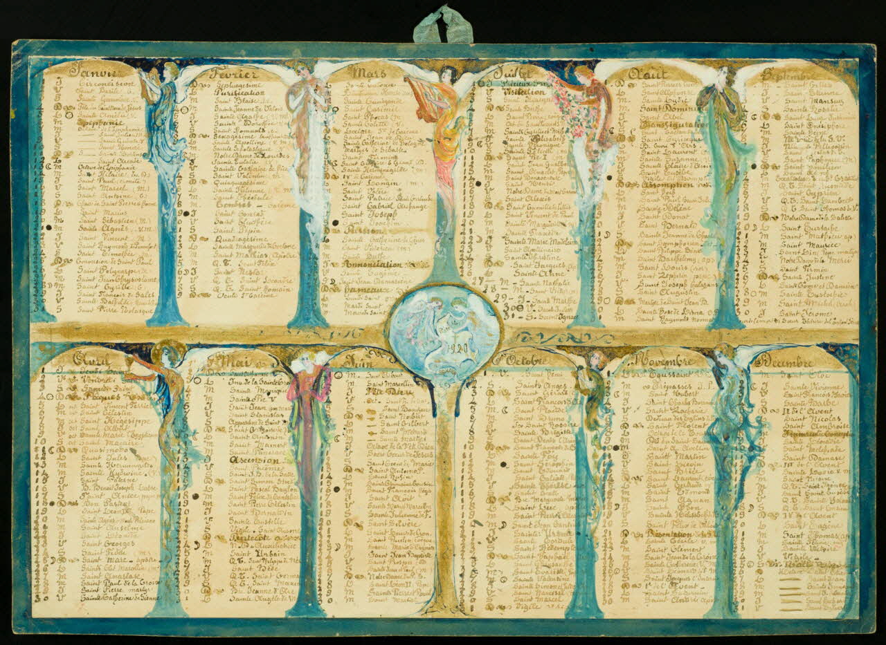 calendrier Calendrier manuscrit pour l'année 1920 1920 1973.107.150 Photo Mucem